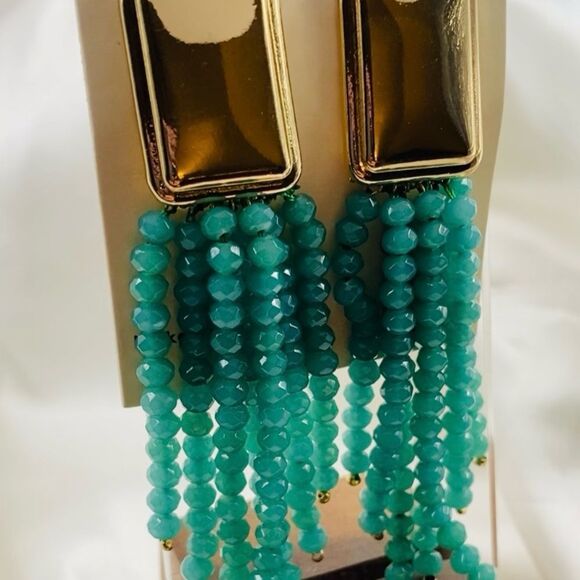 Nordstrom Gold and Green Statement Earrings - Picture 3 of 5